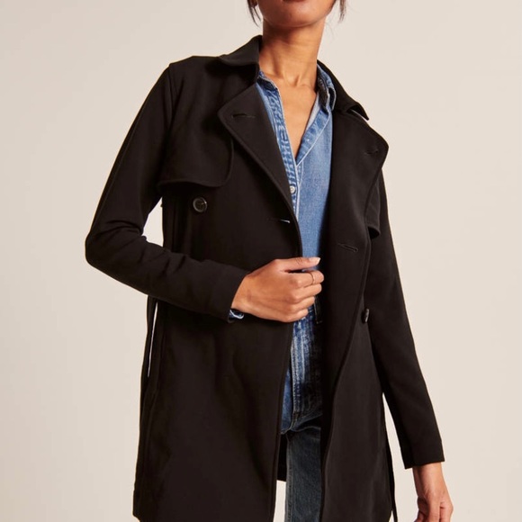 Abercrombie & Fitch Jackets & Blazers - Abercrombie and Fitch Drapey Trench Coat, Black XS